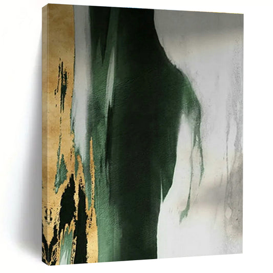 Gold - Green Abstract Flow Art for Upscale Restaurant & Art - Lovers’ Dining Room DLZ1485