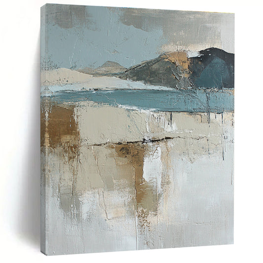 Textured Landscape with Muted Tones Art for Minimalist Home Library & Art - Inspired Meditation Space STSC145