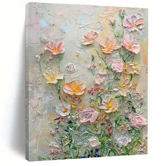 Textured Flower Field Art for Country Cottage Kitchen & Garden Party Venue DLZ1391