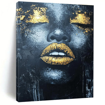 Gold - Accented Black Portrait for Luxury Bedroom & High - End Gallery STSC1276
