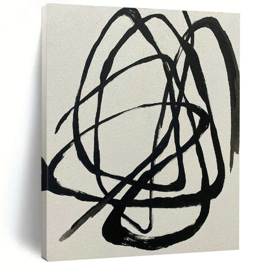 Black - White Tangled Lines Abstract Art for Modern Office & Art Studio DLZ2020