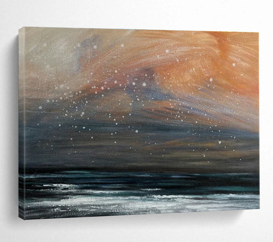 Orange - Gray Starry Sea Oil Painting for Bohemian - Style Lounges DLZ2494