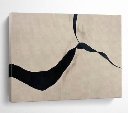 Black Ribbon Abstract Art for Minimalist Bedroom DLZ2973