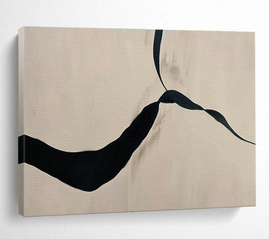 Black Ribbon Abstract Art for Minimalist Bedroom DLZ2973