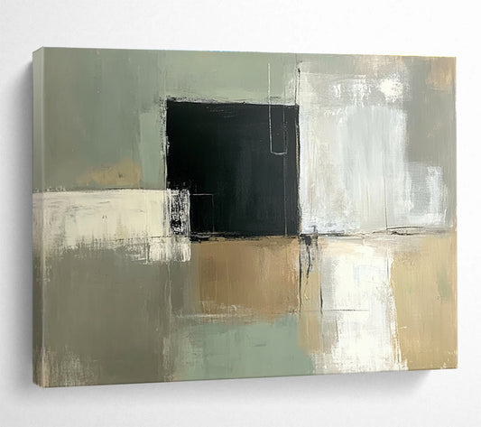 Gray - Green Abstract Blocks Art for Minimalist Office & Modern Home Library SC210