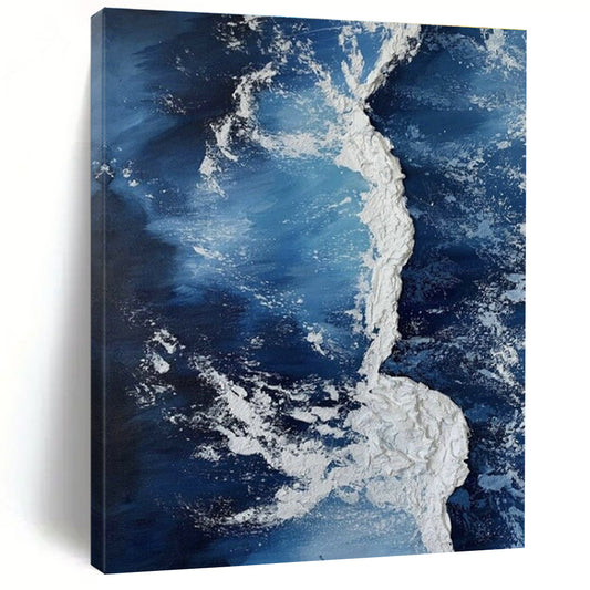 Textured Ocean Art for Nautical Home Living Room & Marine Conservation Office DLZ1514
