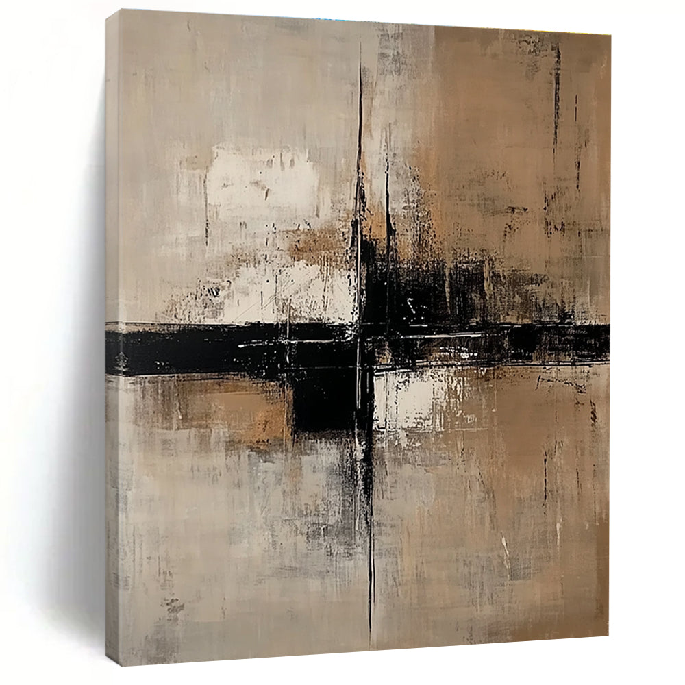 Beige and Black Abstract for Sophisticated Home Library & Modern Art Gallery STSC238