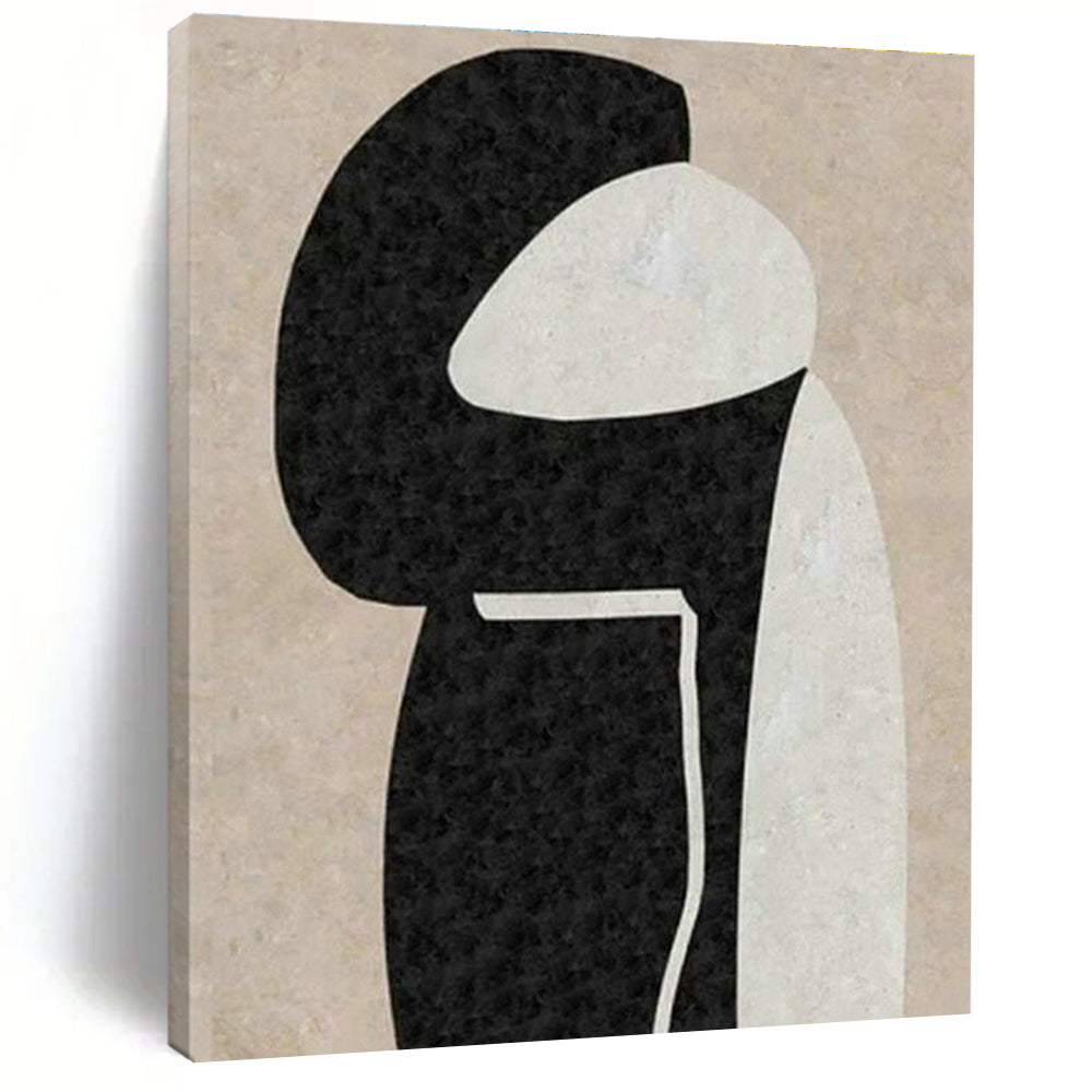 Beige - Black Abstract Figure Art for Chic Boutique & Minimalist Home Bedroom DLZ2039