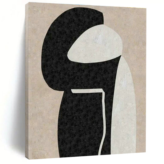 Beige - Black Abstract Figure Art for Chic Boutique & Minimalist Home Bedroom DLZ2039