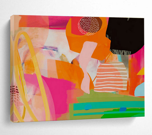 Pink - Orange Geometric Abstract Art for Modern Dance Studio Rehearsal Spaces DLZ2589