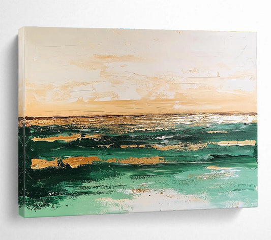 Green and Gold Sea Abstract Art for Coastal Resort Lobby & Luxury Yacht Club SC080