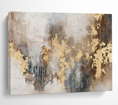 Gold - Foil Grey - Tone Abstract Art for Luxurious Living Room DLZ2797