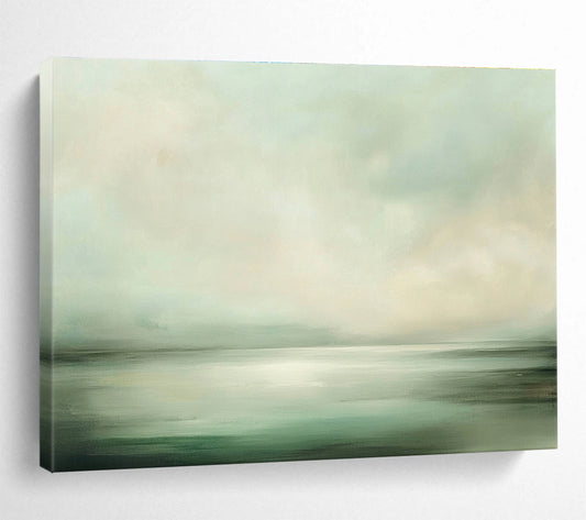 Misty Sea Green Art for Coastal Spa & Minimalist Bedroom SC070