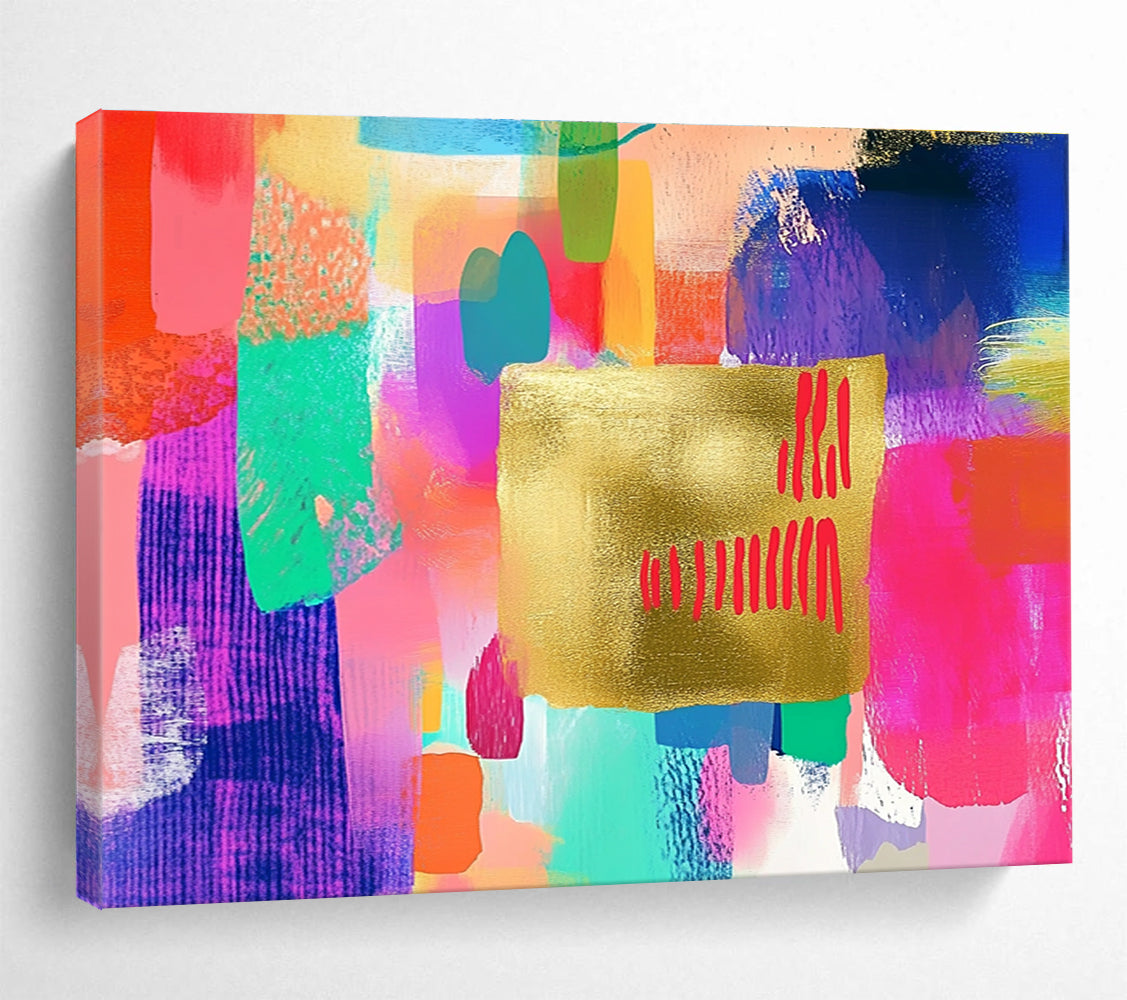 Colorful Abstract with Gold Art for Bohemian - Style Studio & Vibrant Art Café SC297