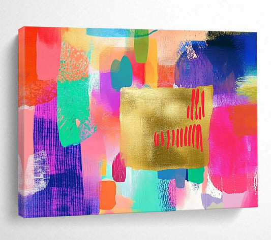 Colorful Abstract with Gold Art for Bohemian - Style Studio & Vibrant Art Café SC297