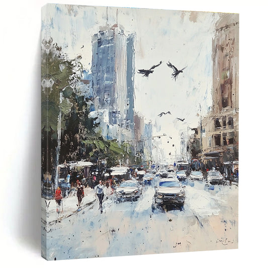 Busy Urban Street Scene for City - Themed Café & Modern Office Break Room STSC1135