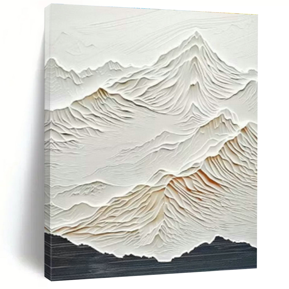 White Relief Mountain Art for Alpine Ski Chalet & Nature - Inspired Spa DLZ0992