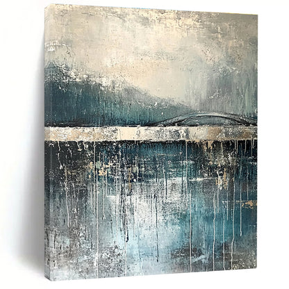 Gray and Blue Abstract Bridge for Rustic Home & Thoughtful Reading Nook STSC326
