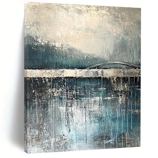 Gray and Blue Abstract Bridge for Rustic Home & Thoughtful Reading Nook STSC326