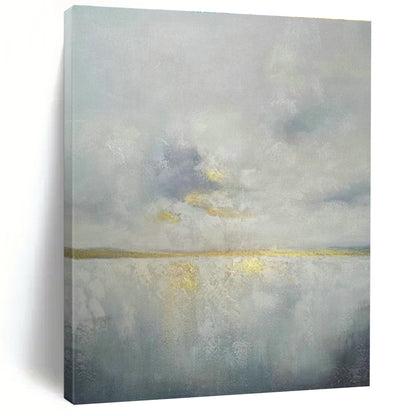 Gray - Gold Seaview Abstract Art for Bedroom & Office DLZ0349