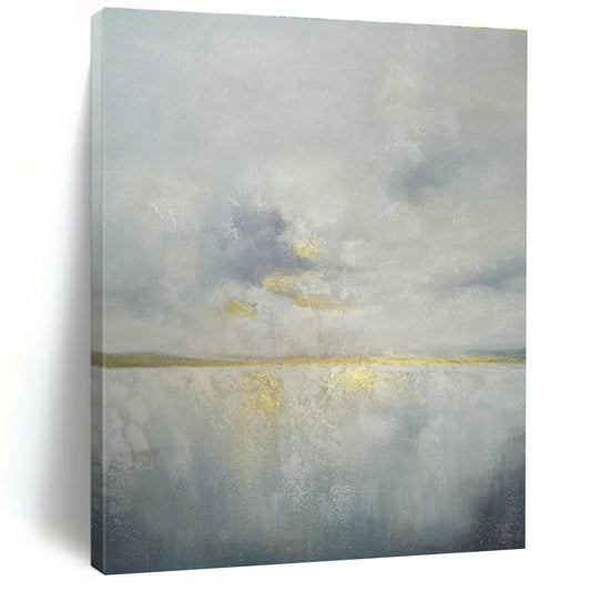 Gray - Gold Seaview Abstract Art for Bedroom & Office DLZ0349