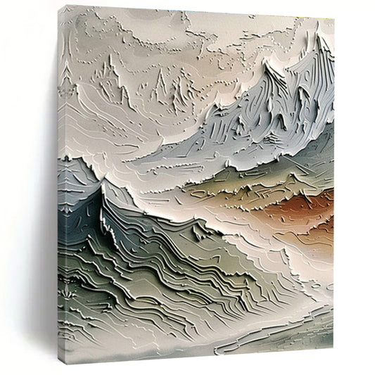 Gray - White Textured Landscape Art for Alpine Ski Lodge & Nature Photography Studio DLZ0988