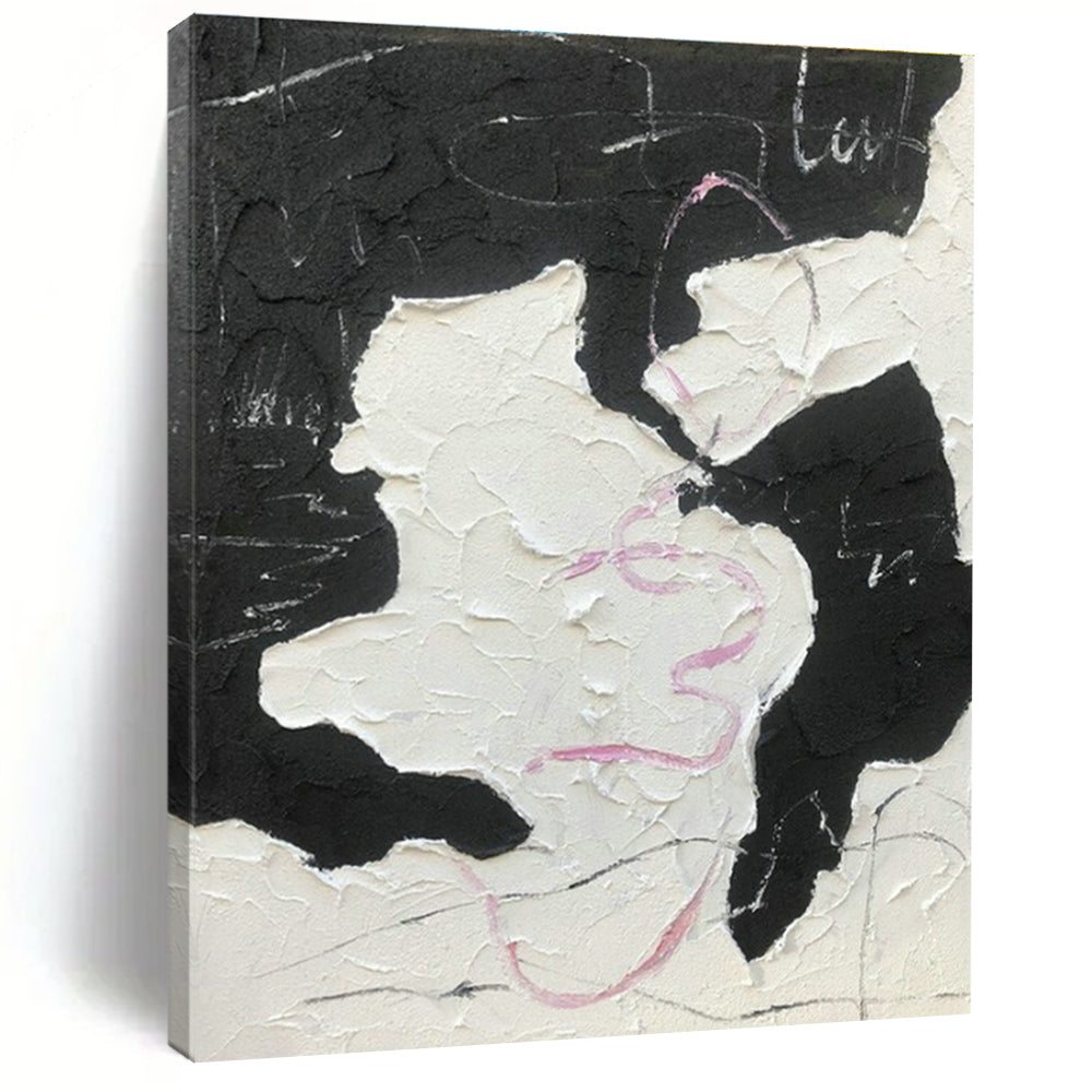 Black - Pink Abstract Art for Boutique Hotel Lobby & Edgy Café DLZ1654