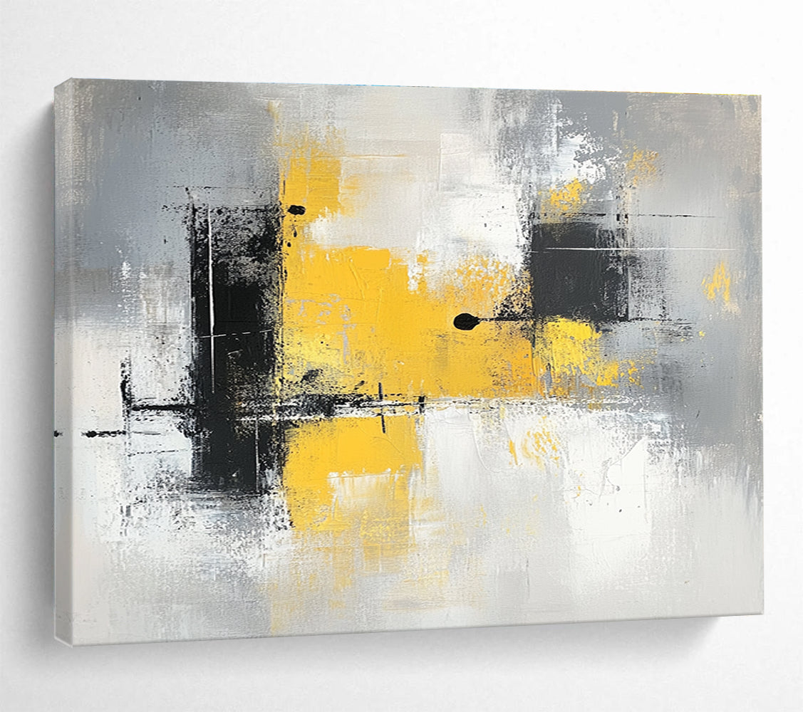 Yellow - Gray Abstract Strokes Art for Contemporary Office Lounge & Minimalist Home Gallery SC241