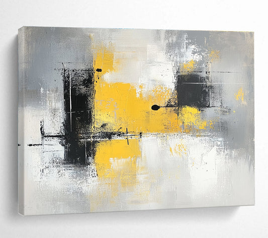 Yellow - Gray Abstract Strokes Art for Contemporary Office Lounge & Minimalist Home Gallery SC241