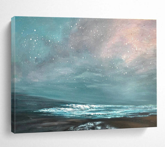 Starry Sky and Sea Oil Painting for Dreamy Reading Nooks DLZ2490