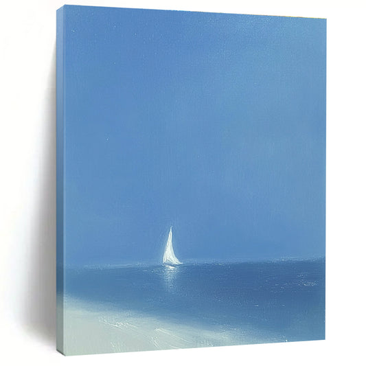 Solitary Sailboat at Sea Art for Coastal Home Living Room & Maritime Museum STSC1062