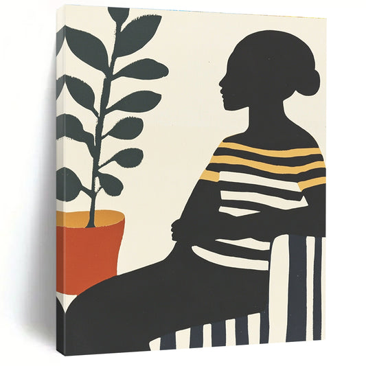 Silhouette with Plant for Mid - Century Modern Home & Urban Jungle Café STSC537