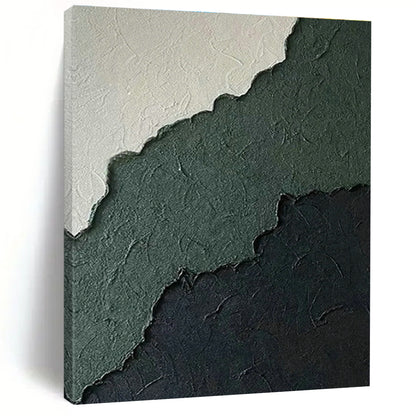 Gray - Green - Black Layered Abstract Art for Industrial Home & Art Studio DLZ1225