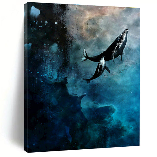 Whales in Deep Sea Dreamscape Art for Nautical - Themed Bedroom & Ocean - Loving Lounge DLZ0940