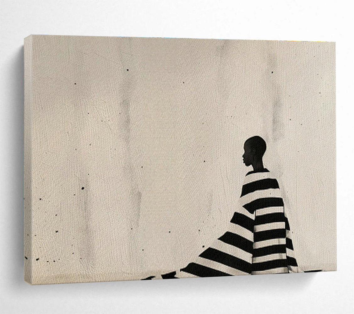 Black - and - White Stripe Silhouette Art for Minimalist Gallery Exhibition Spaces DLZ2612