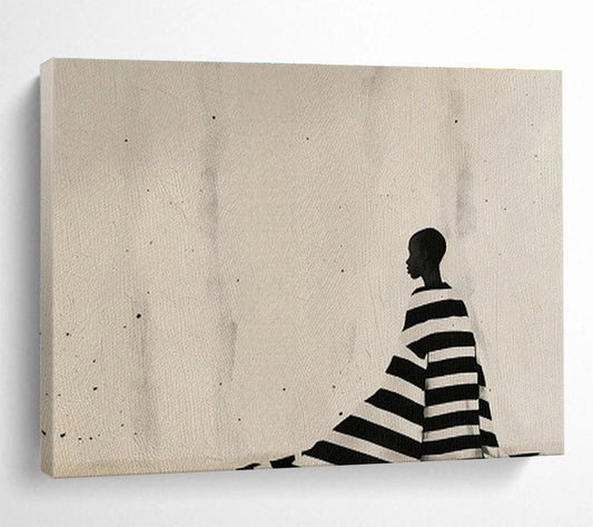 Black - and - White Stripe Silhouette Art for Minimalist Gallery Exhibition Spaces DLZ2612