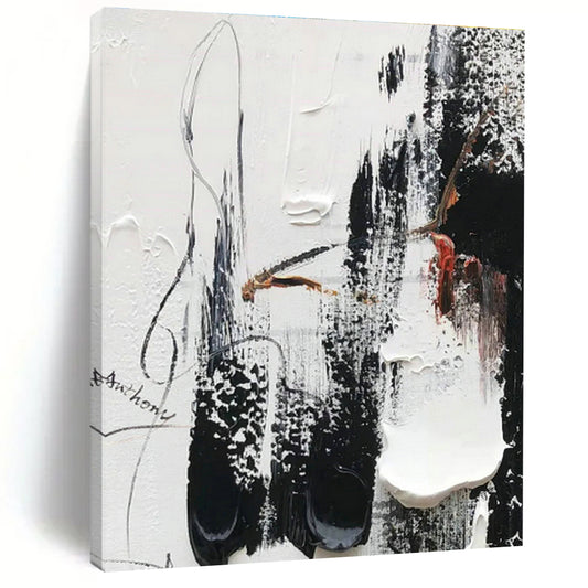Black, White & Red Abstract Art for Modern Loft Living Room & Edgy Art Gallery DLZ0821