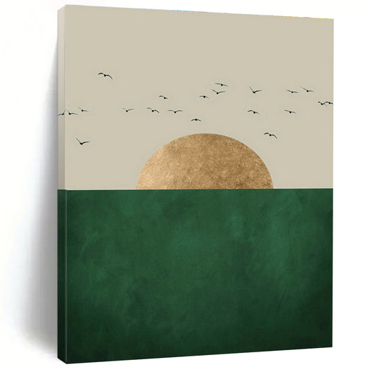 Minimalist Golden Sunset Wall Art for Living Room & Office DLZ0391