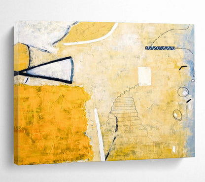 Yellow - Gray Staircase Abstract for Artistic Home Library DLZ2946