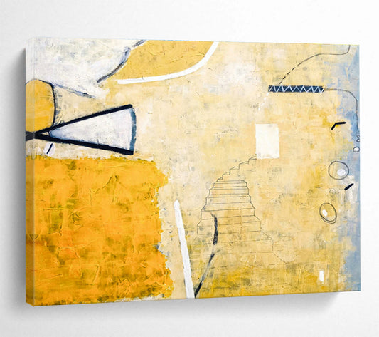 Yellow - Gray Staircase Abstract for Artistic Home Library DLZ2946