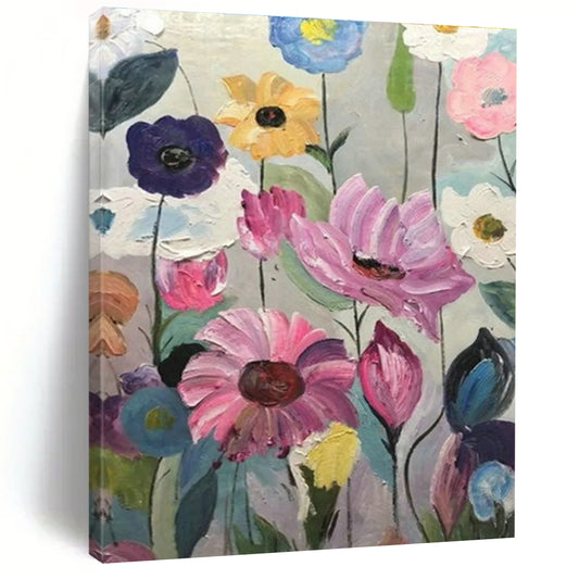 Colorful Flower Field Painting for Cheerful Kitchen & Garden - Themed Nursery DLZ0864