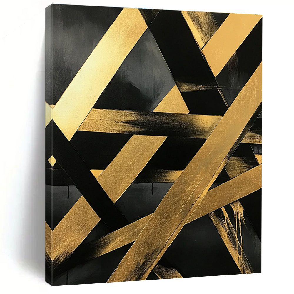 Black and Gold Geometric for Luxury Hotel Lobby & Modern Office Reception STSC1129