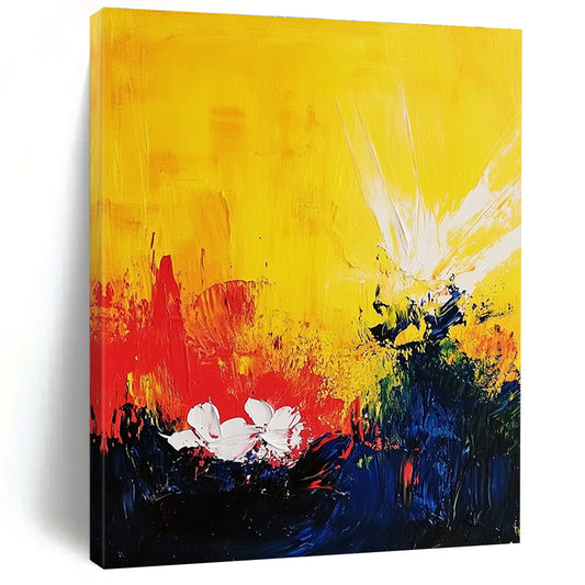 Yellow and Colorful Flower Abstract for Cheerful Kitchen & Bright Home Nursery STSC407