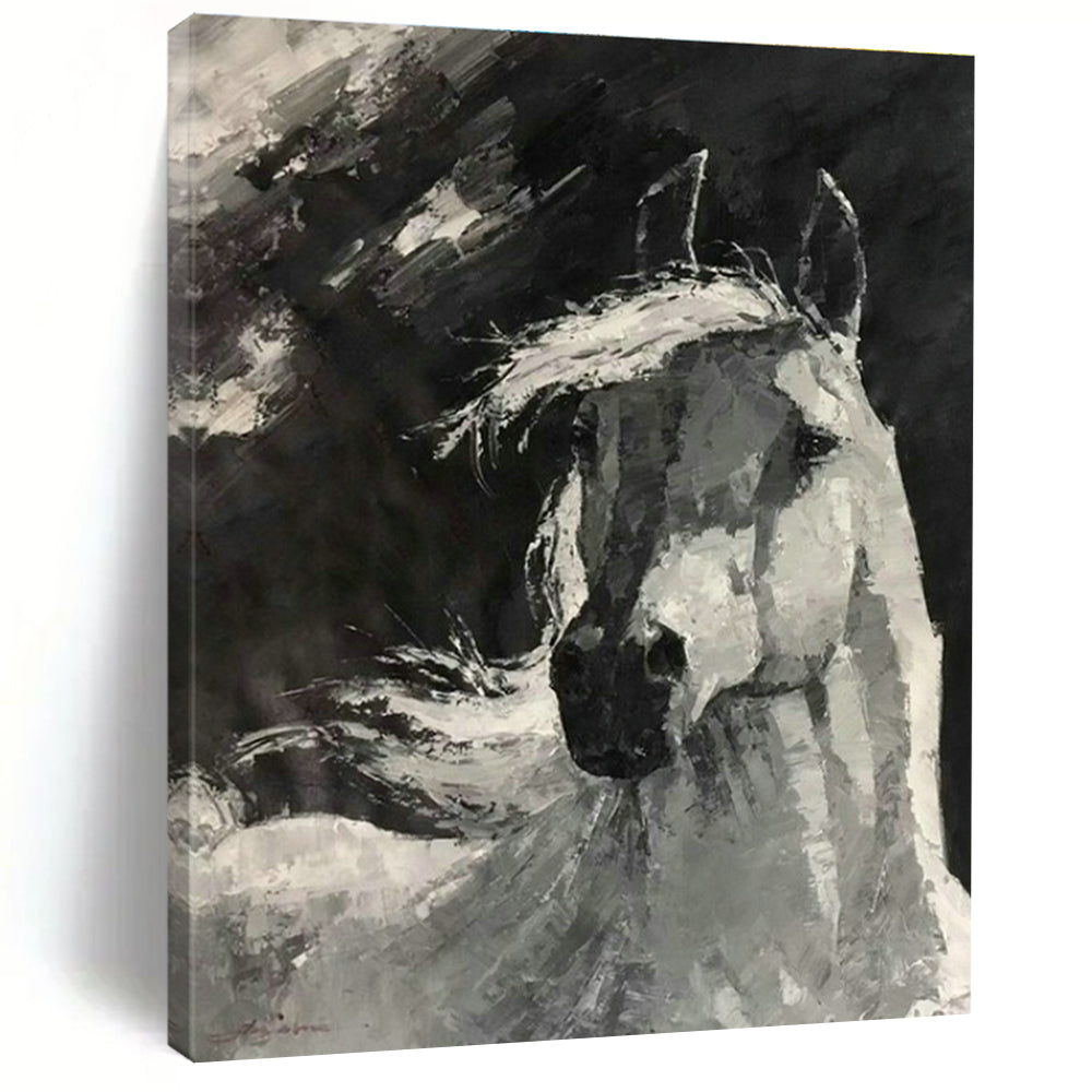 Black - White Horse Art for Equestrian Club & Classic Home Study DLZ2075