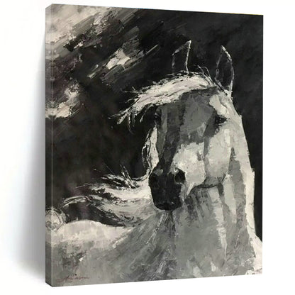 Black - White Horse Art for Equestrian Club & Classic Home Study DLZ2075