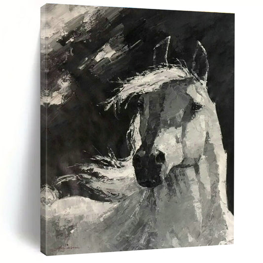 Black - White Horse Art for Equestrian Club & Classic Home Study DLZ2075