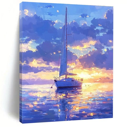 Sailboat at Sunset for Coastal Living Room & Nautical - Themed Café STSC1170