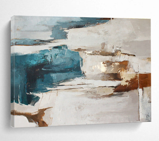 Blue - Brown Abstract Art for Coastal Living Room DLZ2904