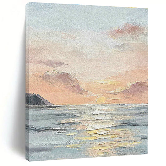 Seascape Sunset Oil Painting for Beachfront Restaurant & Home Living Room DLZ1151