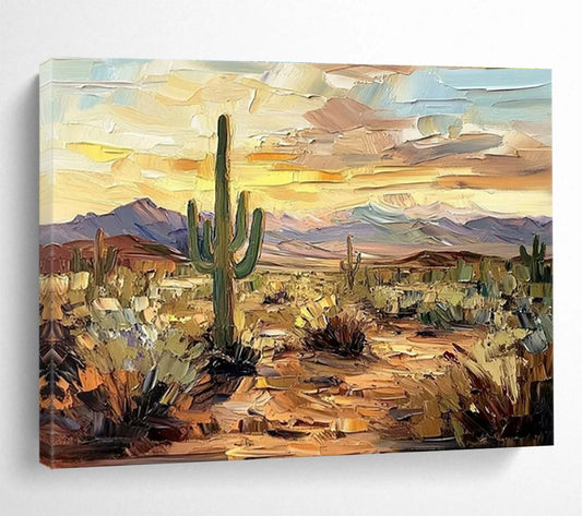 Desert Cactus Sunset Art for Southwest - Themed Hotel Lobby Displays DLZ3192